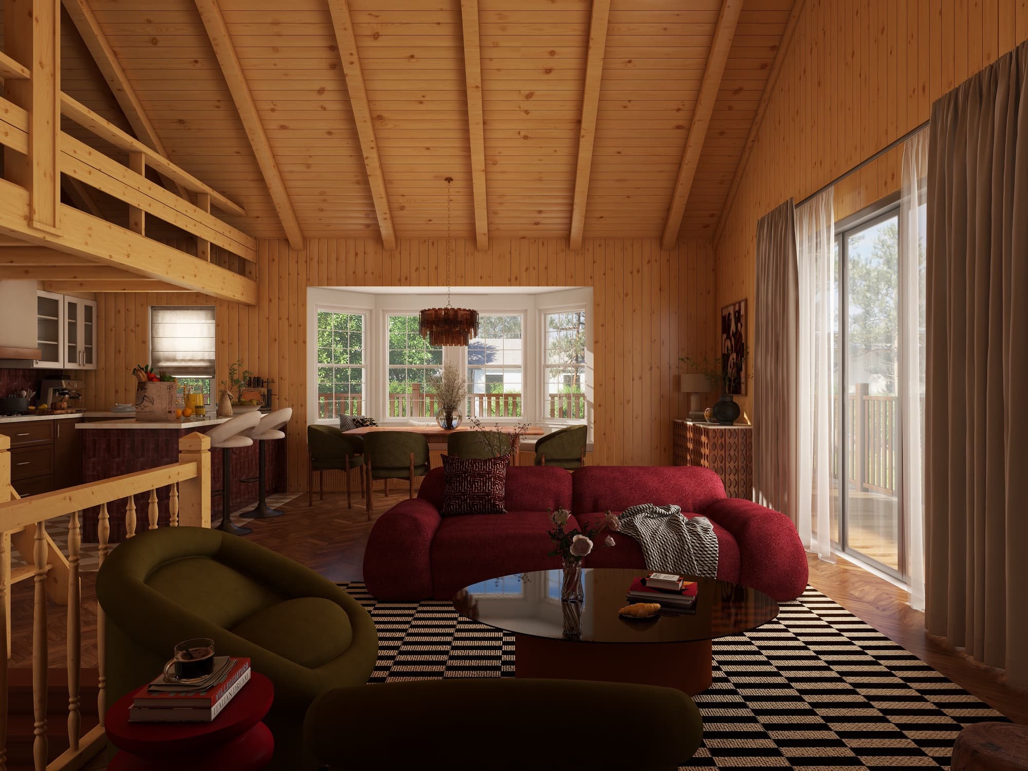 A warm, sunlit Lumo Loft Studio living room design