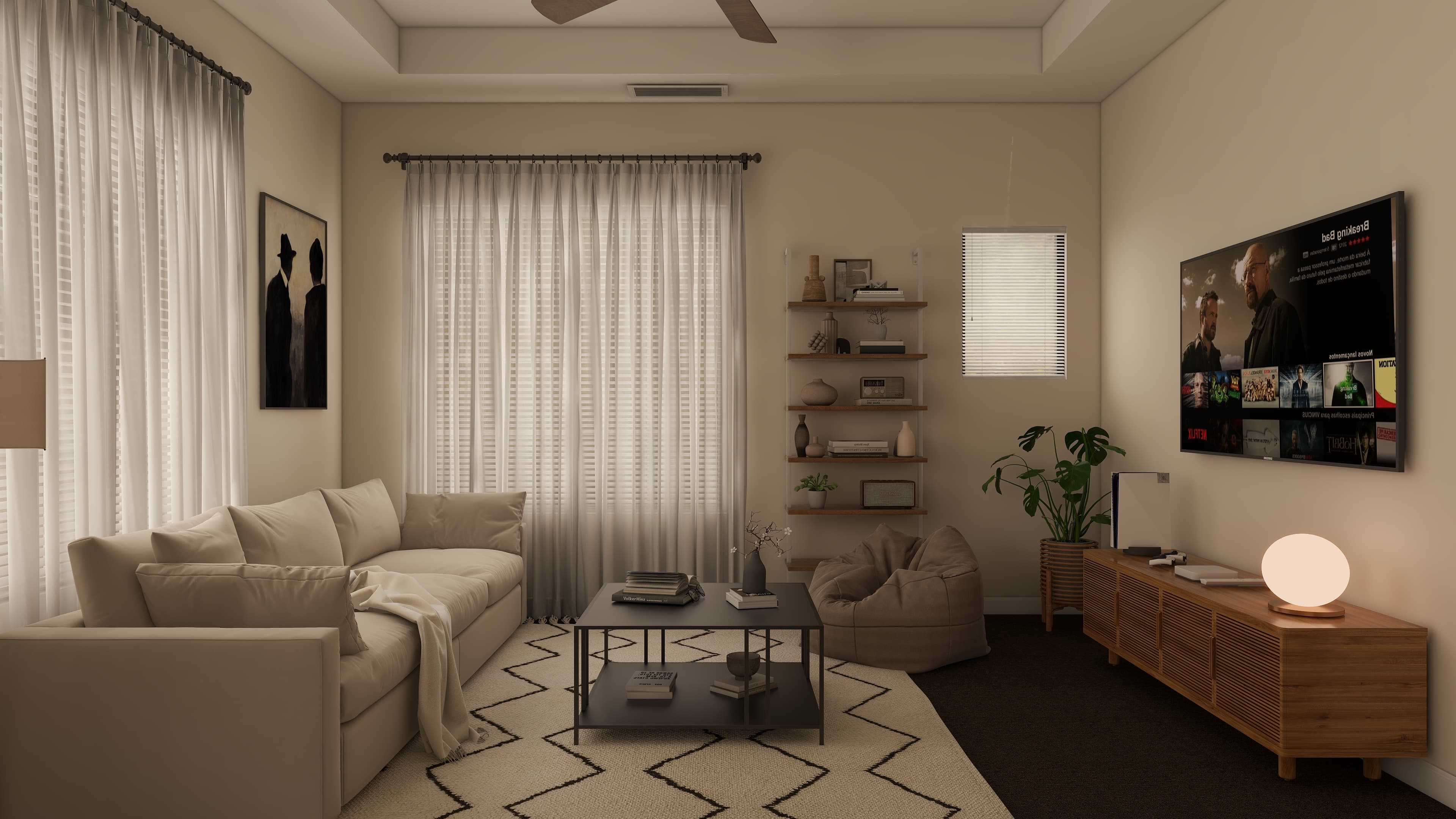 Serene Modern Oasis: A Cozy Living Room Retreat — Residential Interior Design project by Lumo Loft Studio