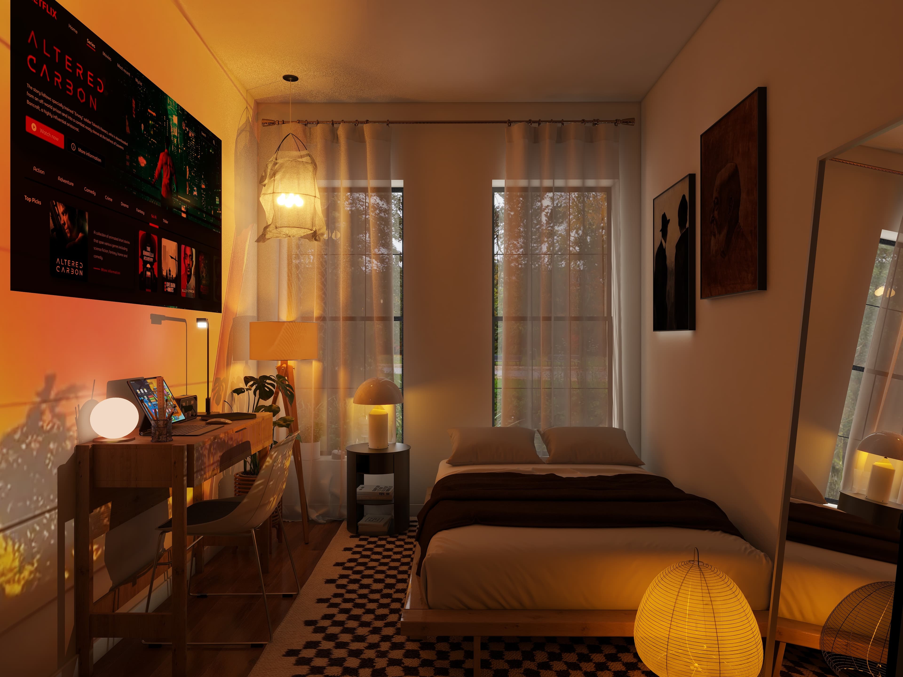 Eclectic Hostel Room Design — Residential Interior Design project by Lumo Loft Studio