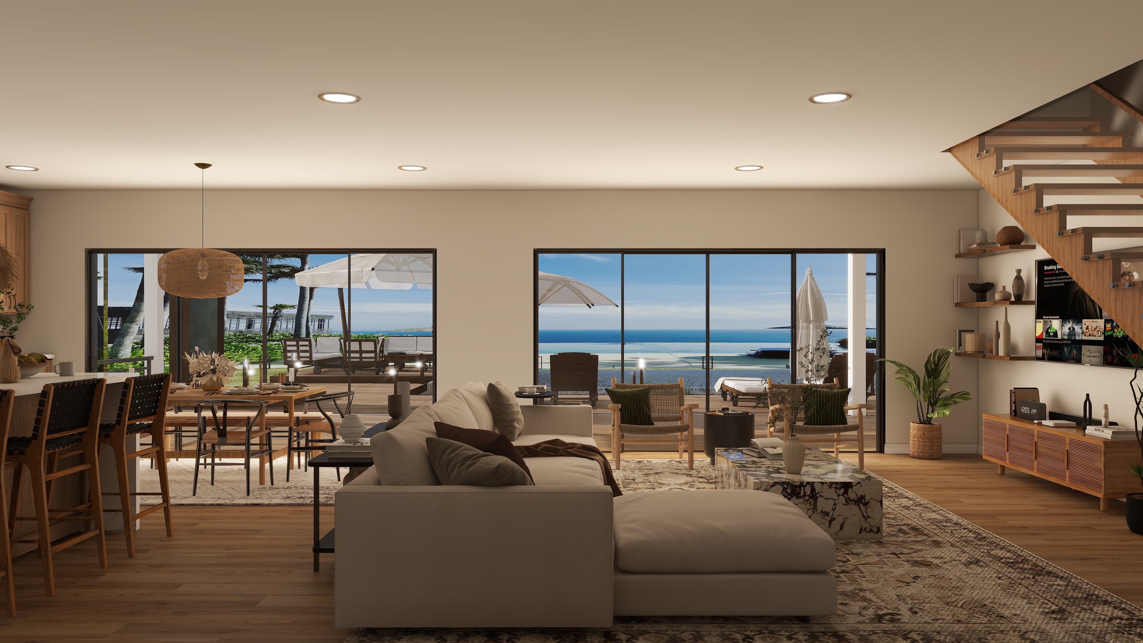 Beachy Comfortable Modern Villa Design — Residential Interior Design project by Lumo Loft Studio