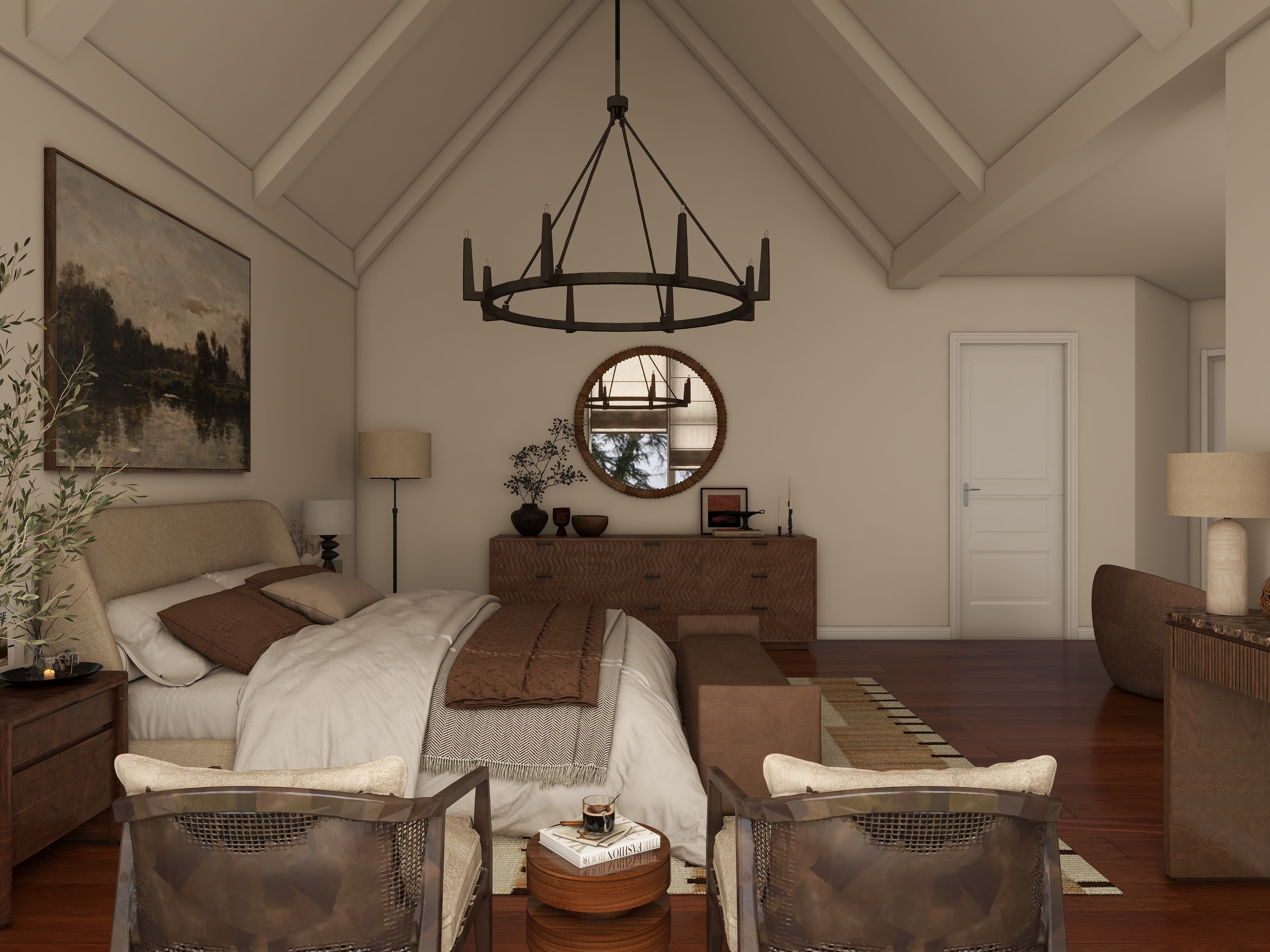 Warm Modern Rustic Bedroom Design — Residential Interior Design project by Lumo Loft Studio