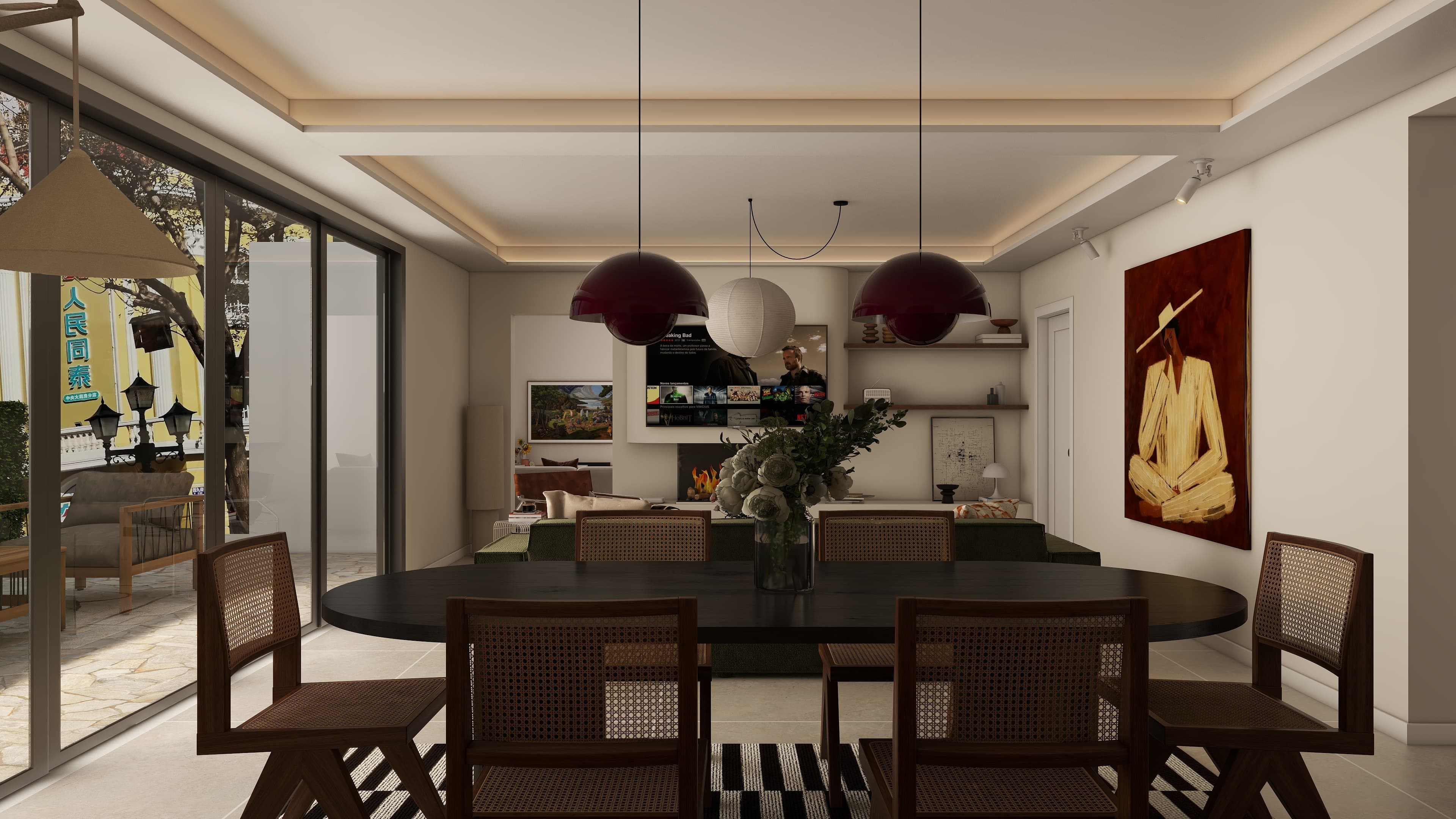Modern Organic Home — Dining, Living & Fireplace — Residential Interior Design project by Lumo Loft Studio