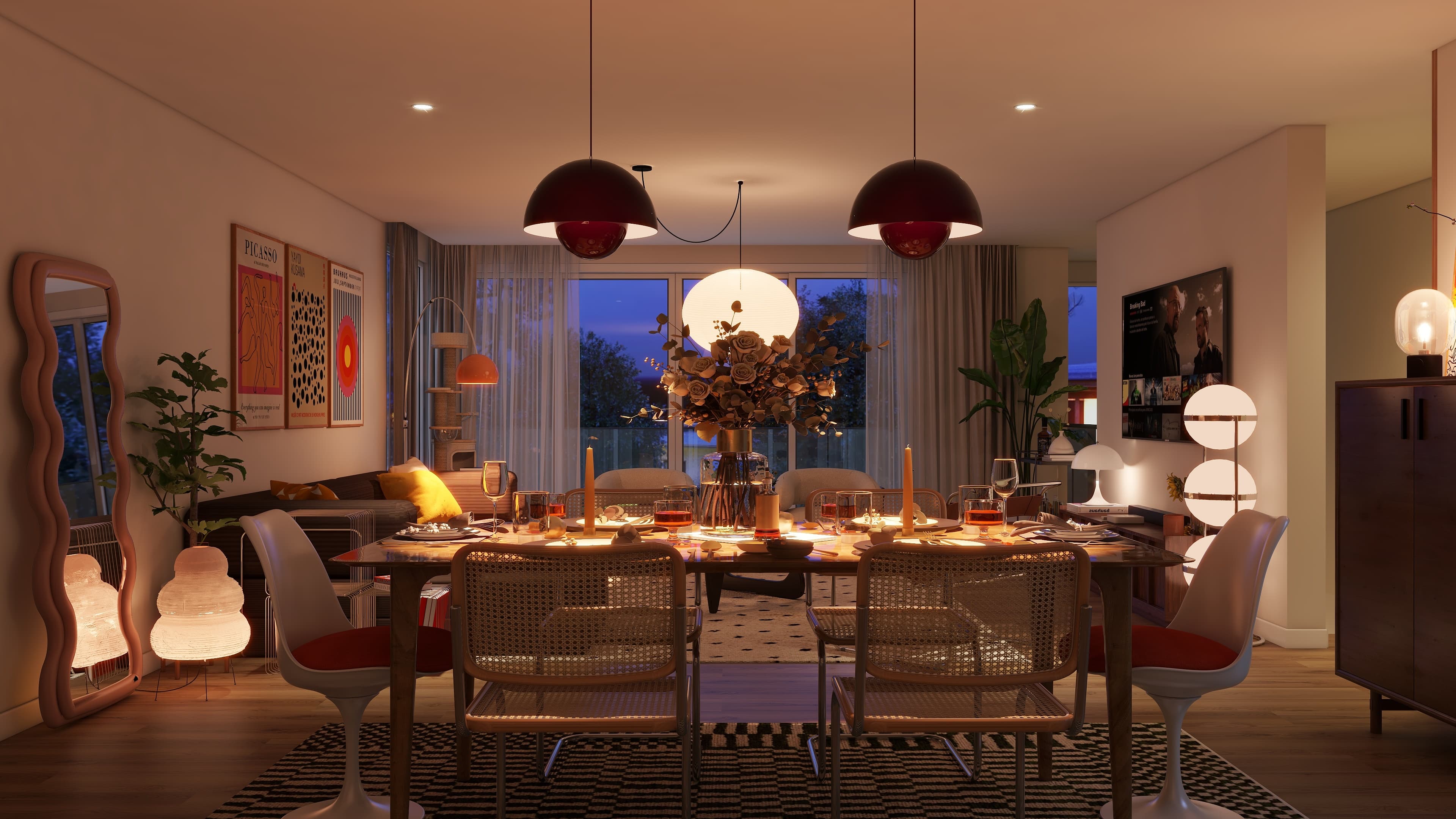 Retro-Modern Chic: Vibrant Mid-Century Living — Residential Interior Design project by Lumo Loft Studio