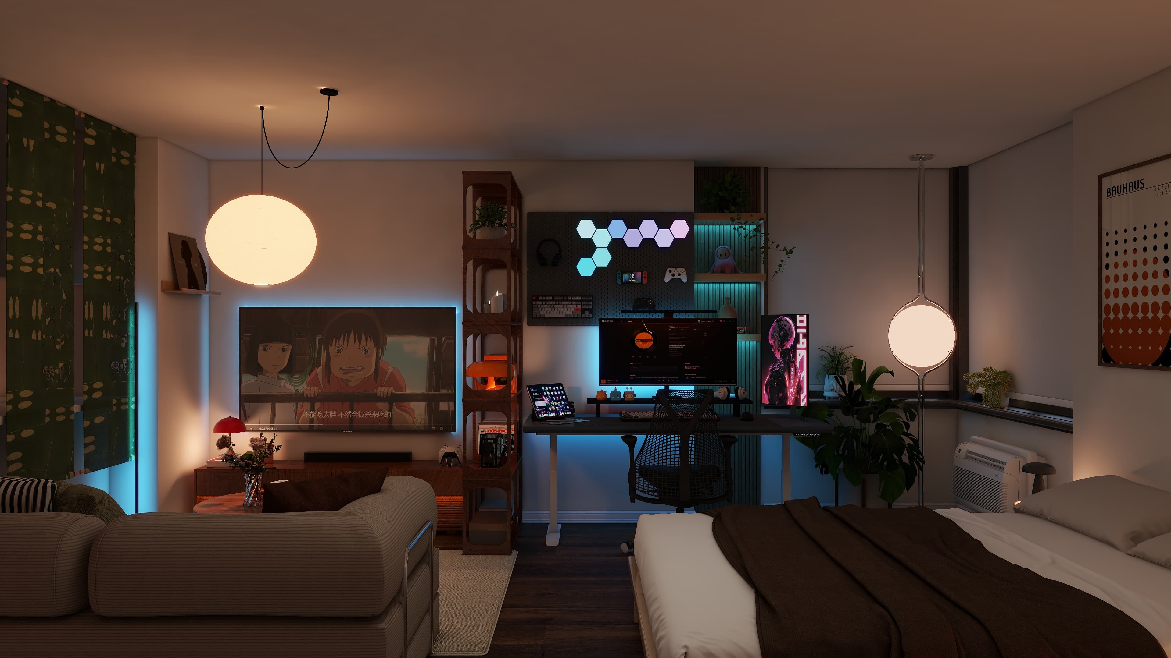 Retro Dopamine Studio Apartment — Gamer & Creative — Residential Interior Design project by Lumo Loft Studio