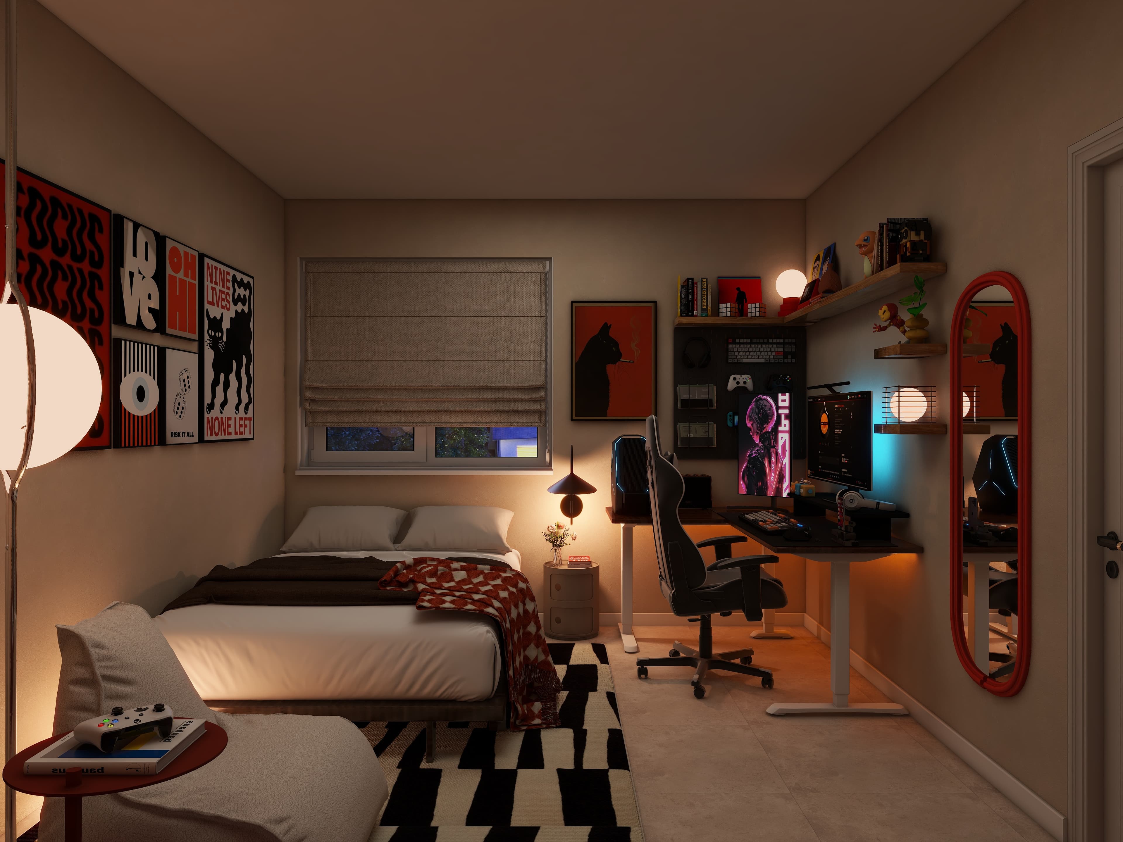 Modern Gaming Bedroom Design — Residential Interior Design project by Lumo Loft Studio