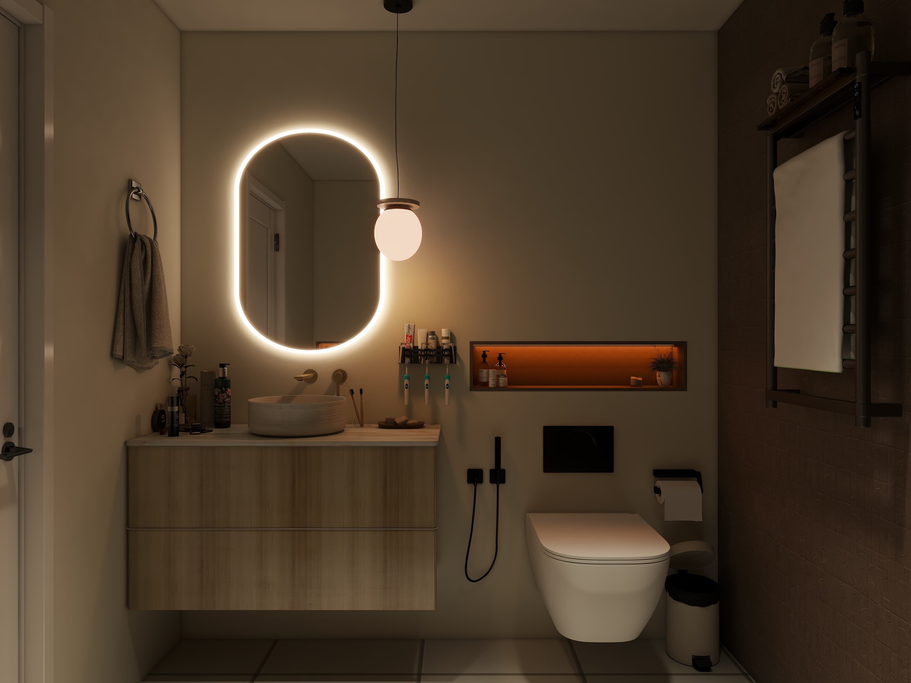 Modern Minimalist Bathroom Design — Residential Interior Design project by Lumo Loft Studio