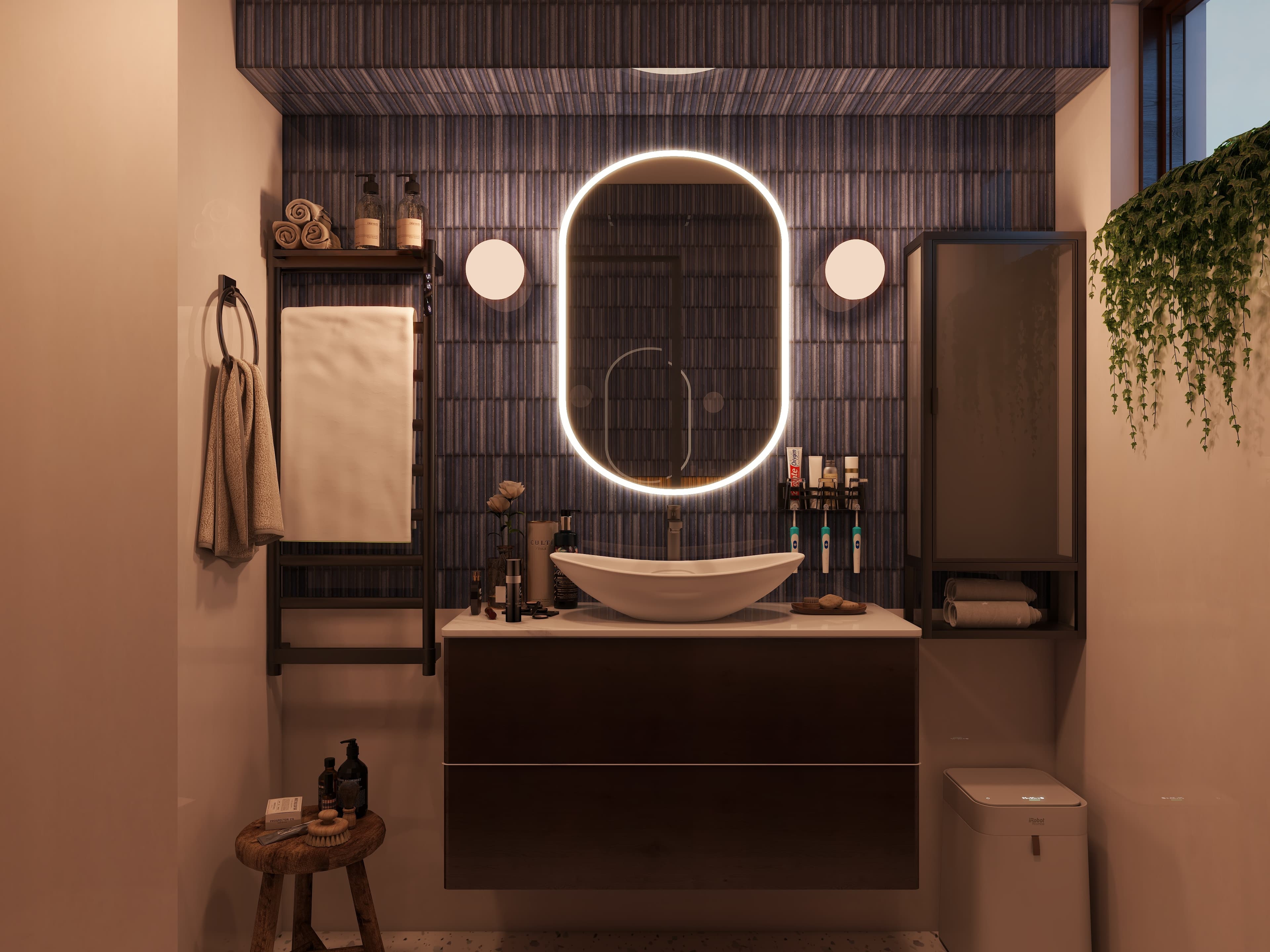Moody Contemporary Bathroom — Residential Interior Design project by Lumo Loft Studio