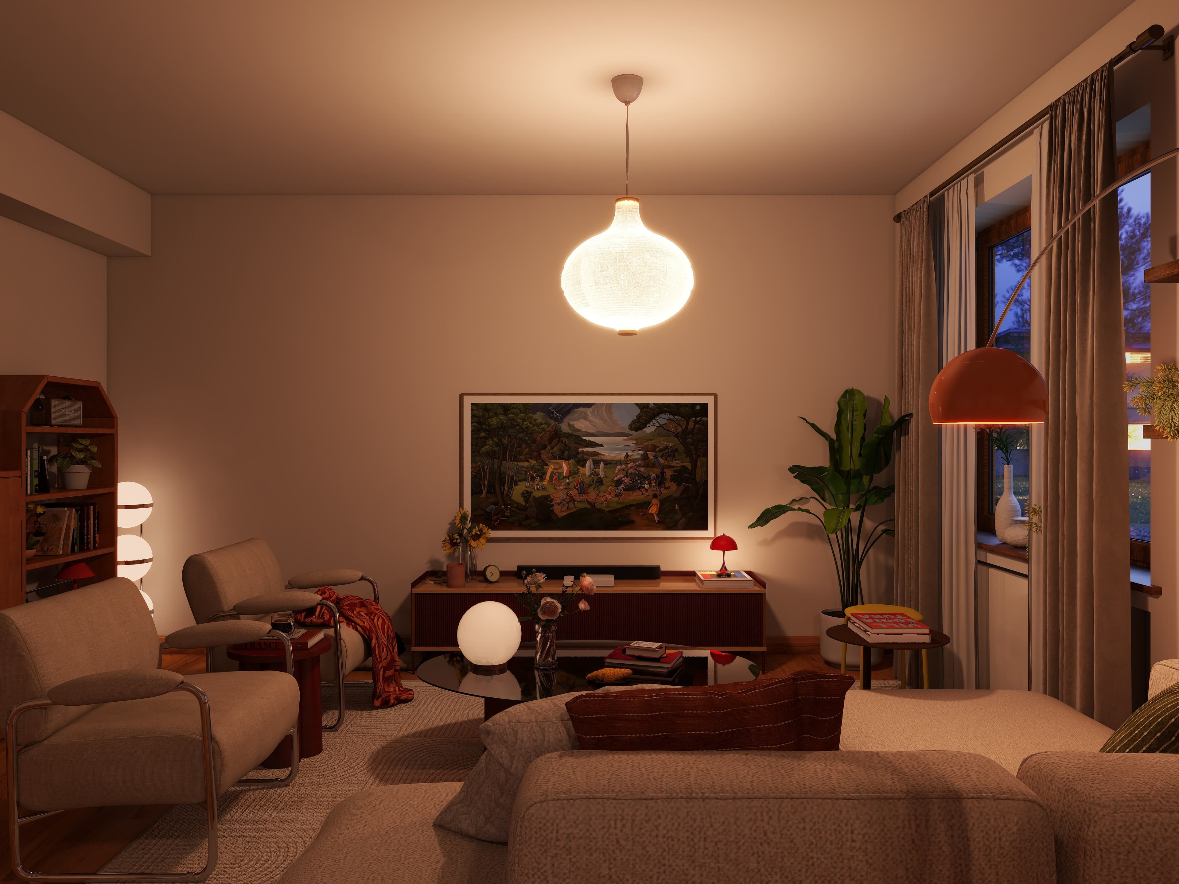 Warm Mid-Century Living Room — Residential Interior Design project by Lumo Loft Studio